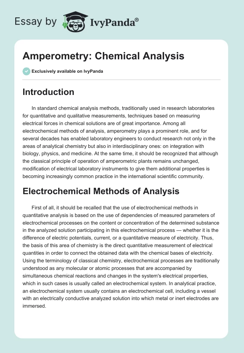 Amperometry: Chemical Analysis. Page 1