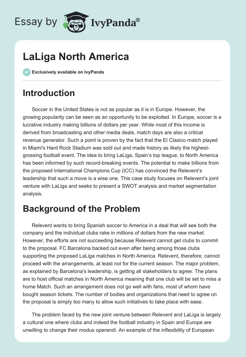 LaLiga North America. Page 1