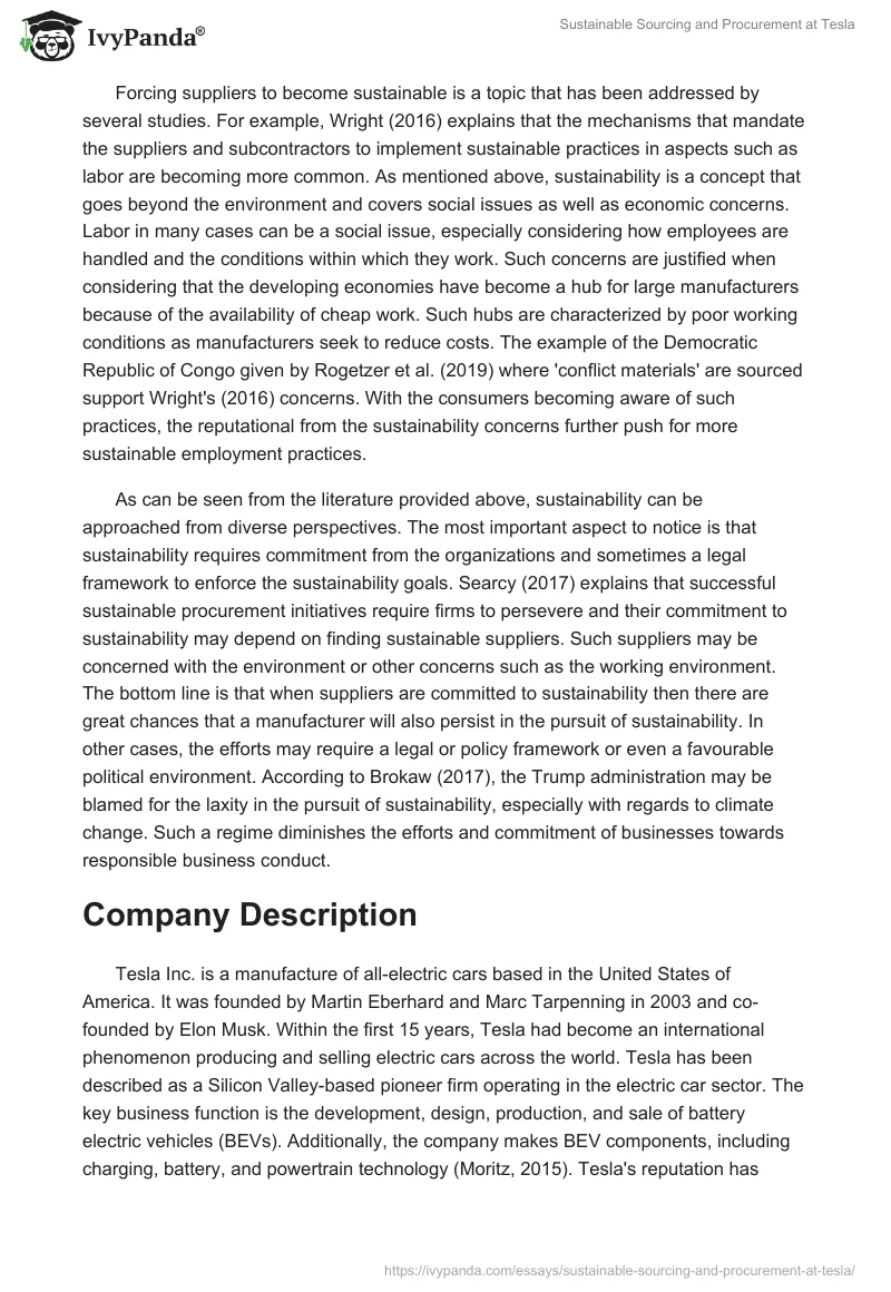 Sustainable Sourcing and Procurement at Tesla. Page 4