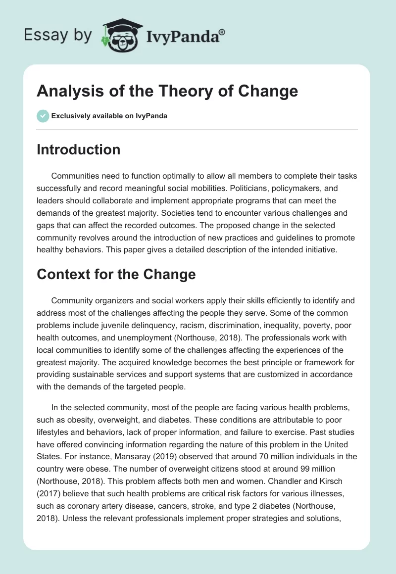 Analysis of the Theory of Change. Page 1