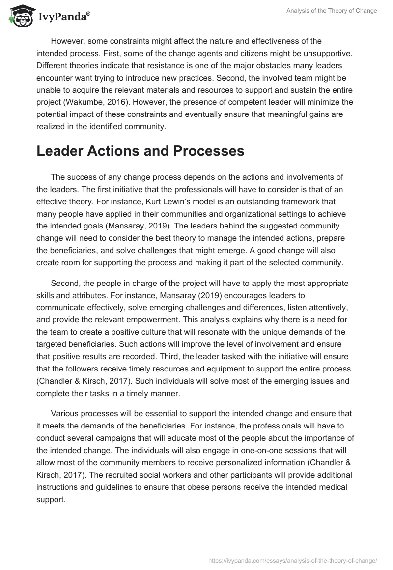 Analysis of the Theory of Change. Page 3