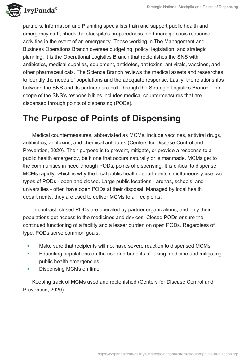 Strategic National Stockpile and Points of Dispensing. Page 2