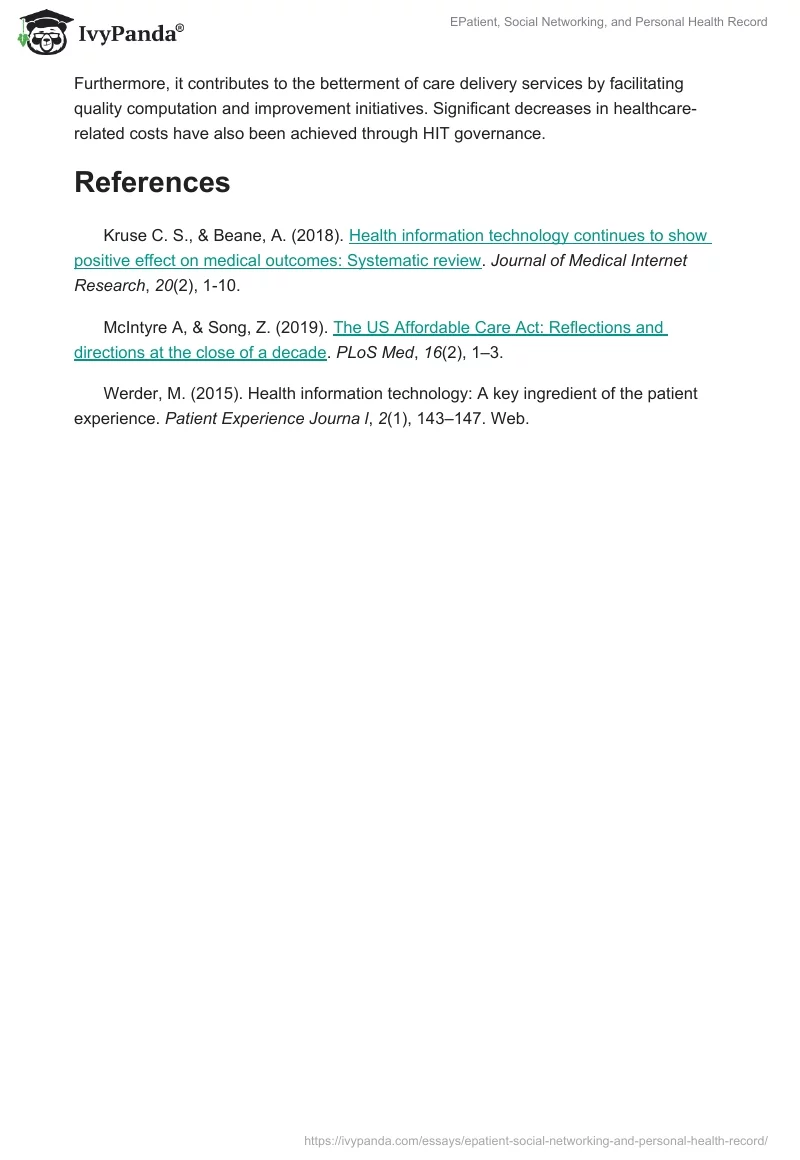 EPatient, Social Networking, and Personal Health Record. Page 3