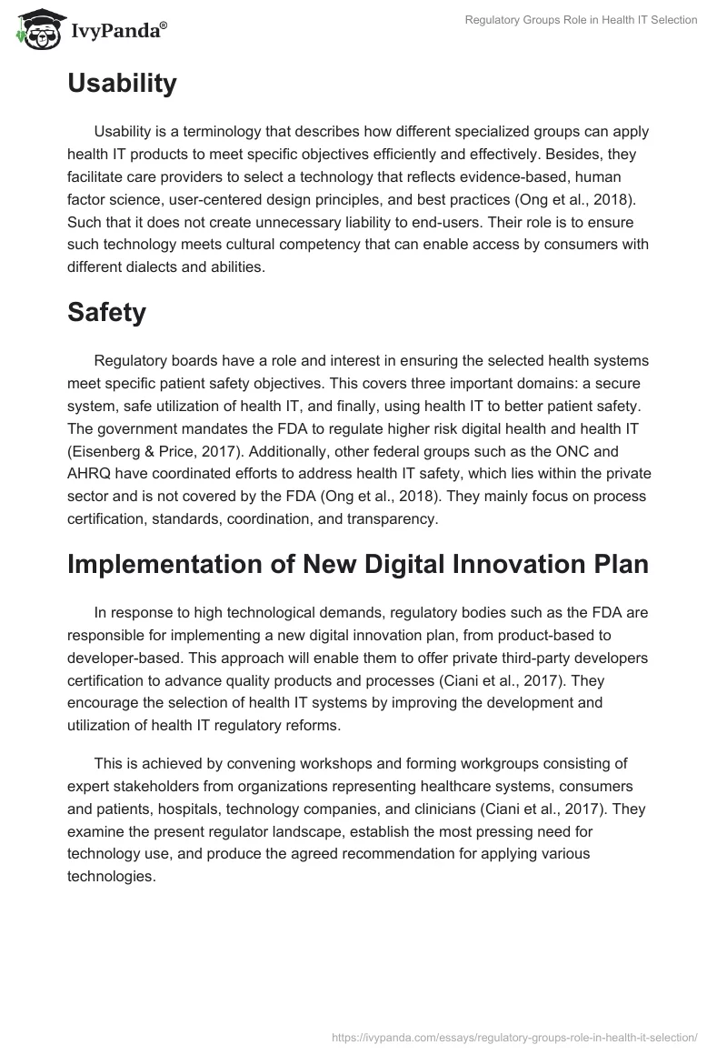 Regulatory Groups Role in Health IT Selection. Page 2