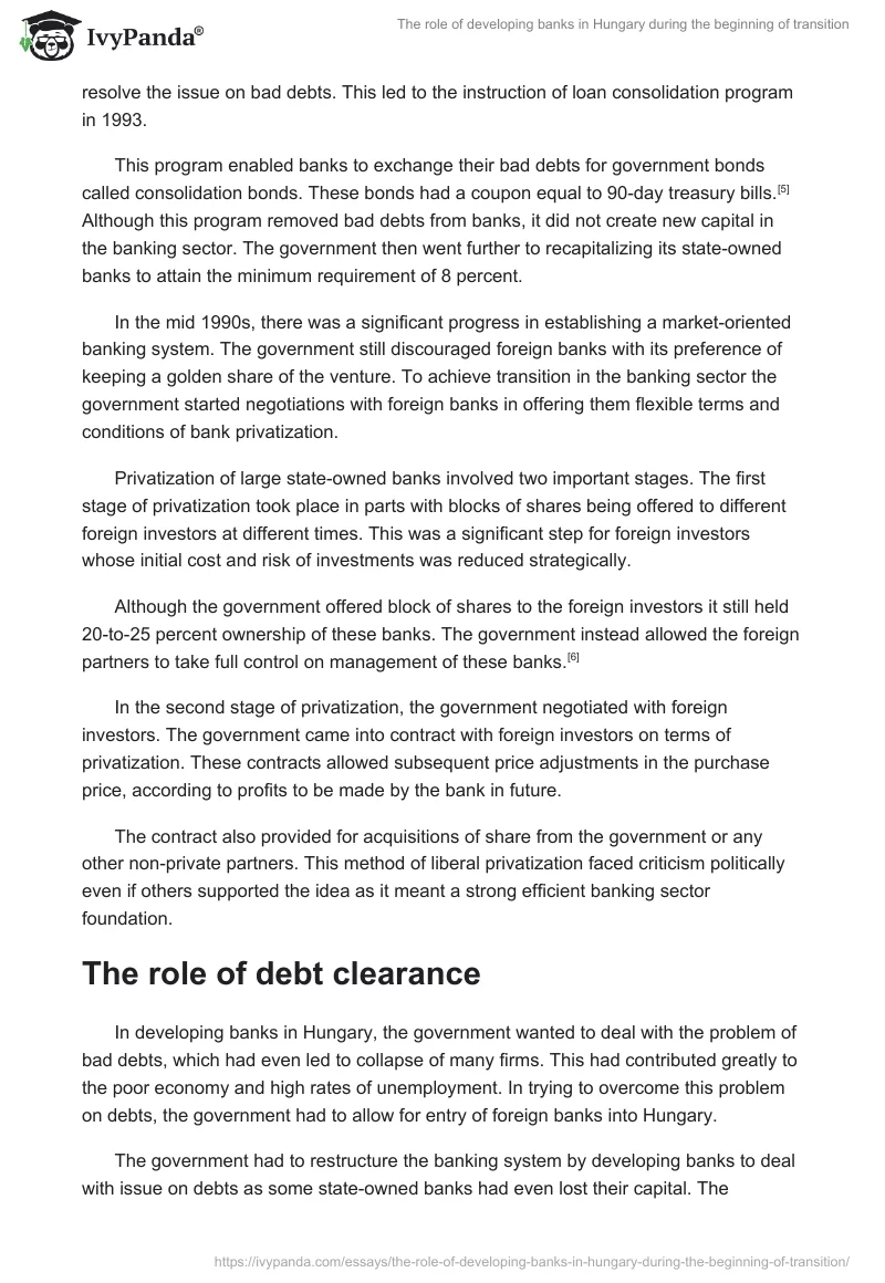 The role of developing banks in Hungary during the beginning of transition. Page 3