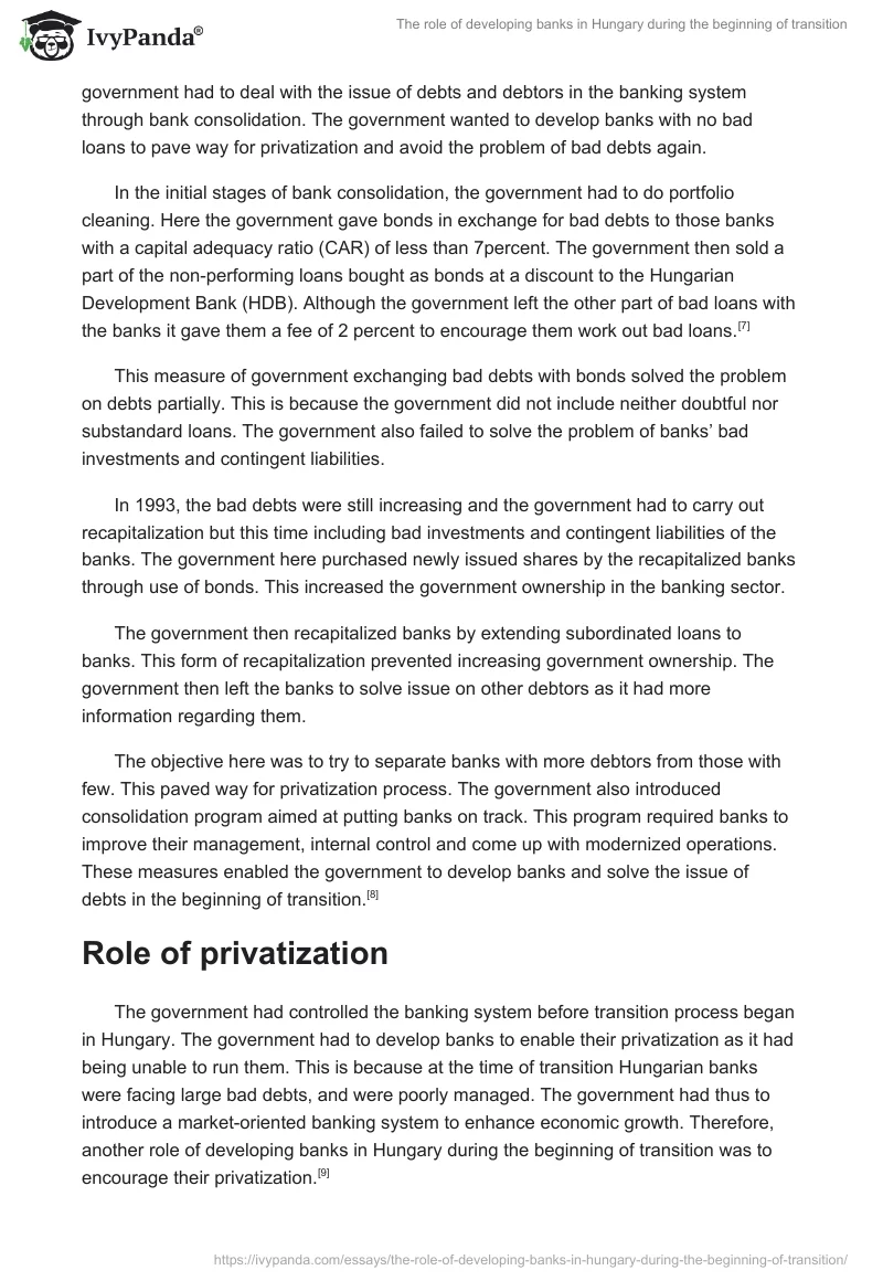 The role of developing banks in Hungary during the beginning of transition. Page 4
