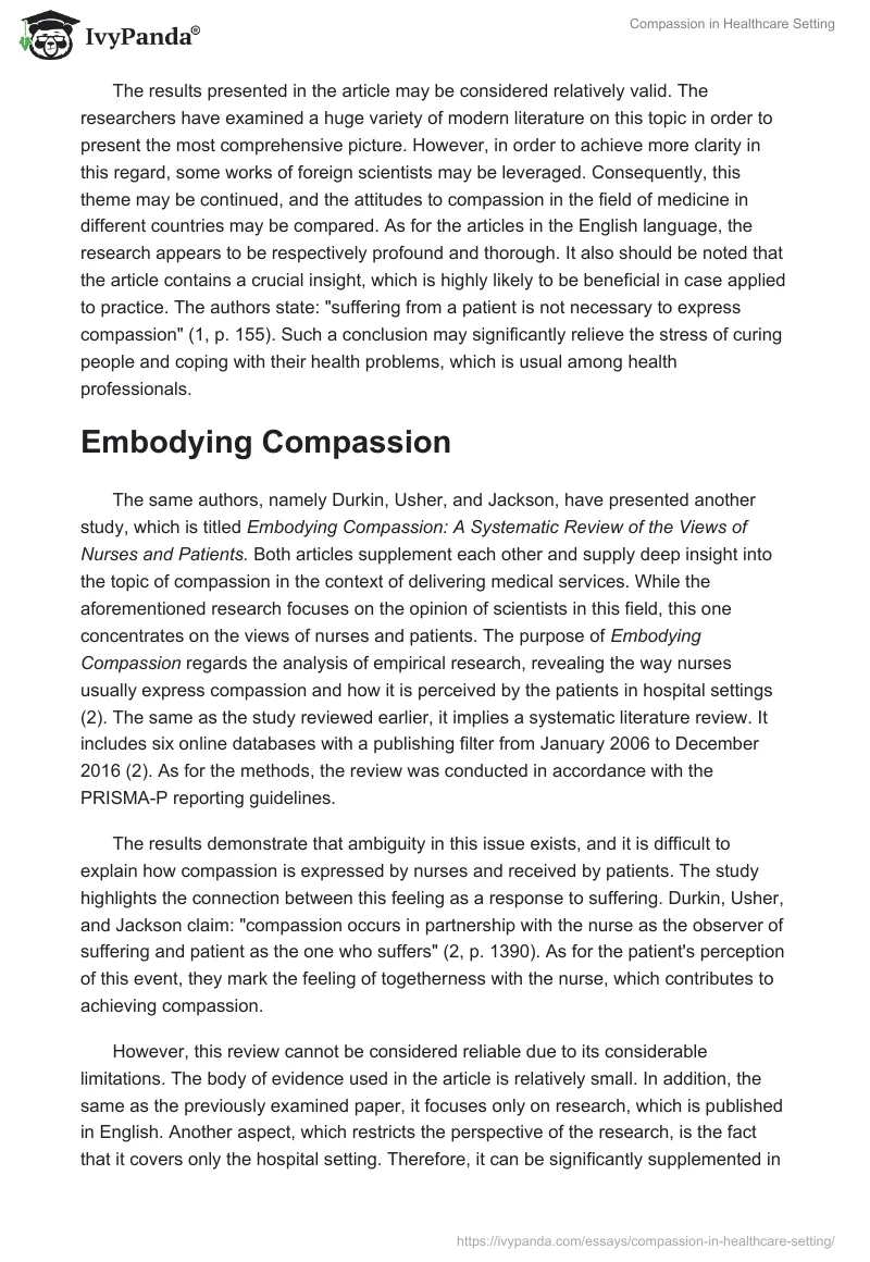 Compassion in Healthcare Setting. Page 2