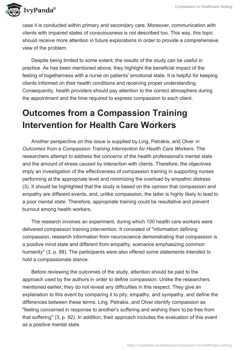 Compassion in Healthcare Setting. Page 3