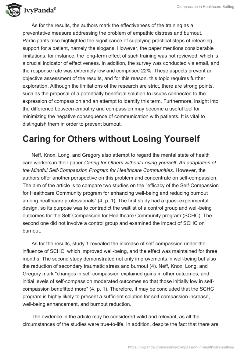Compassion in Healthcare Setting. Page 4
