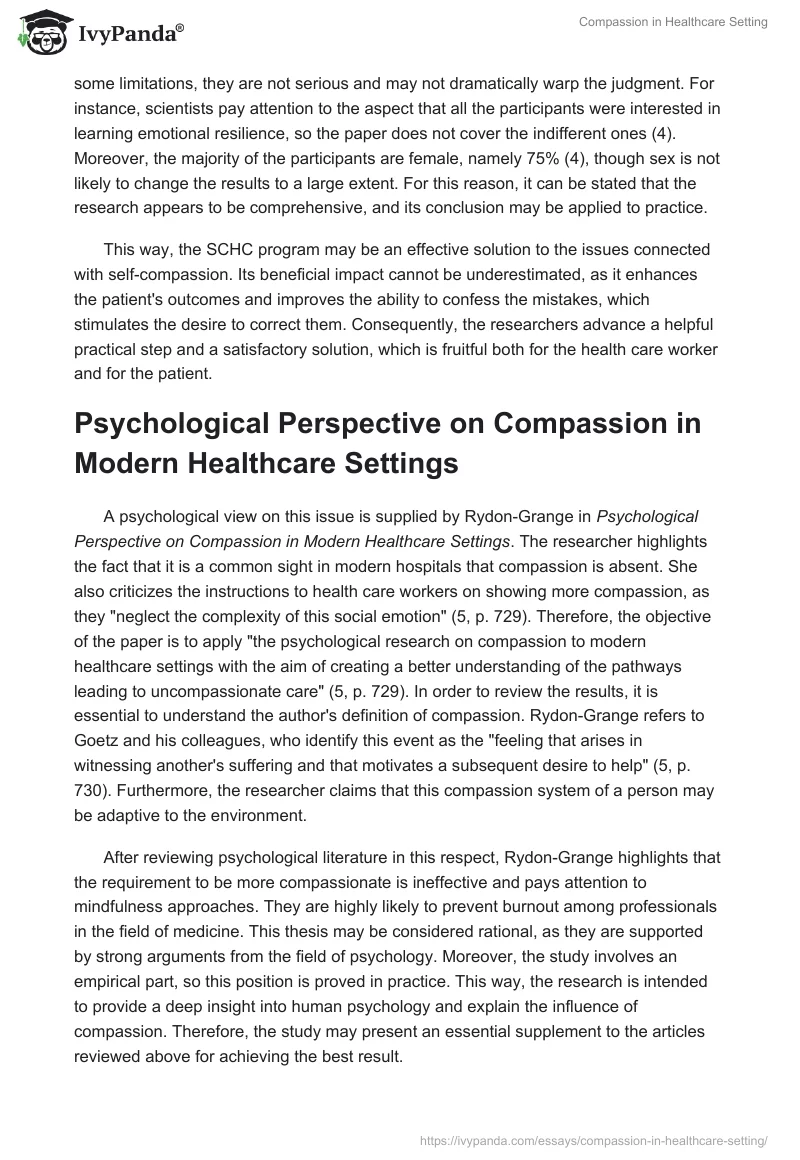 Compassion in Healthcare Setting. Page 5