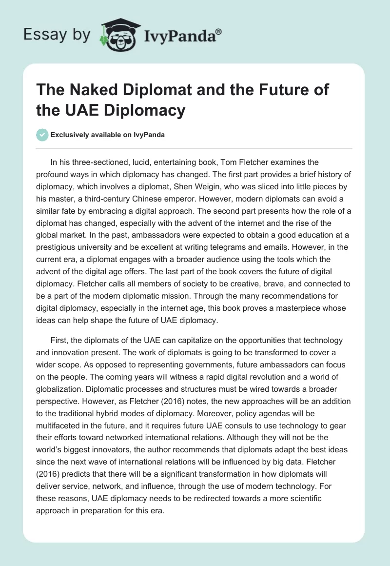 The Naked Diplomat and the Future of the UAE Diplomacy. Page 1