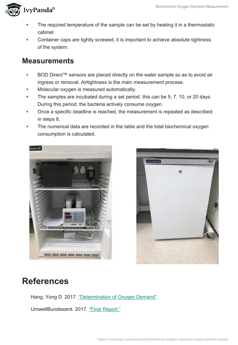 Biochemical Oxygen Demand Measurement. Page 2
