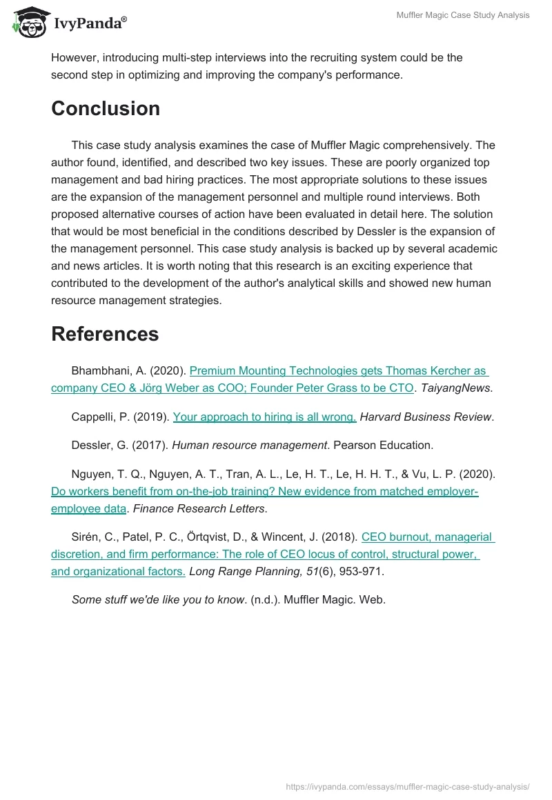 Muffler Magic Case Study Analysis. Page 4
