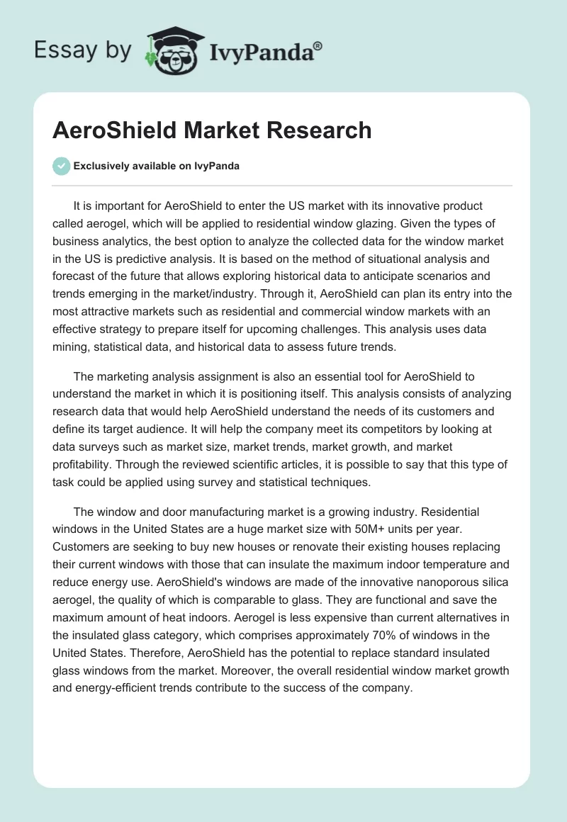 AeroShield Market Research. Page 1