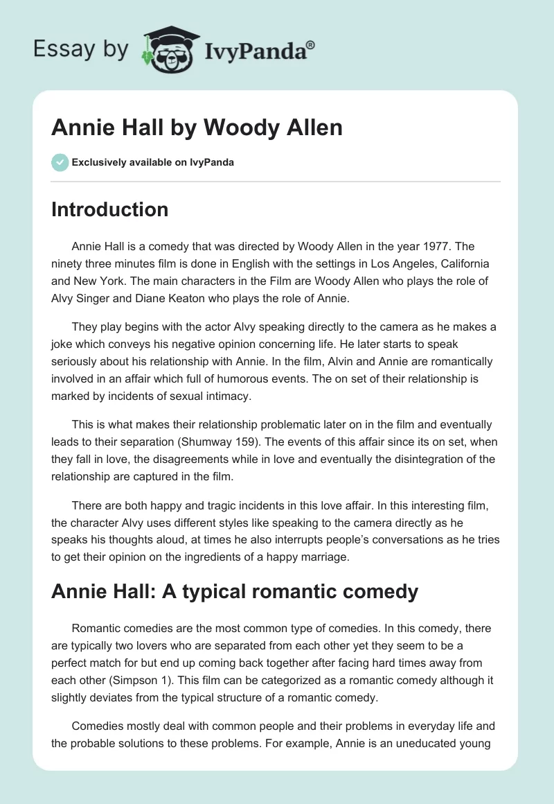 Annie Hall by Woody Allen. Page 1