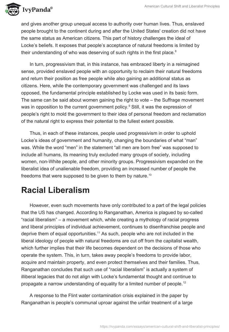 American Cultural Shift and Liberalist Principles. Page 3