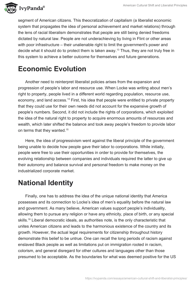 American Cultural Shift and Liberalist Principles. Page 4