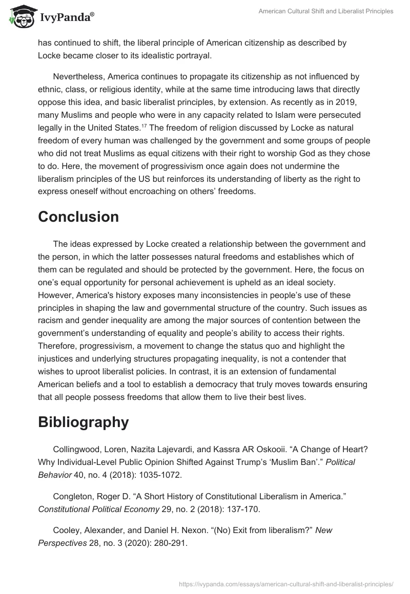American Cultural Shift and Liberalist Principles. Page 5