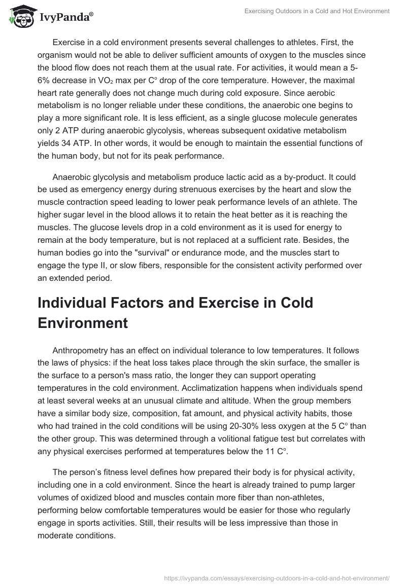 Exercising Outdoors in a Cold and Hot Environment. Page 2