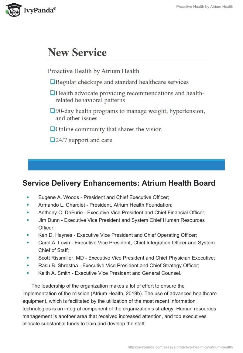 Proactive Health by Atrium Health. Page 3