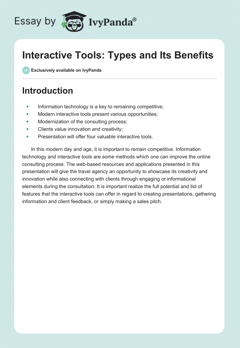 Interactive Tools: Types and Its Benefits. Page 1