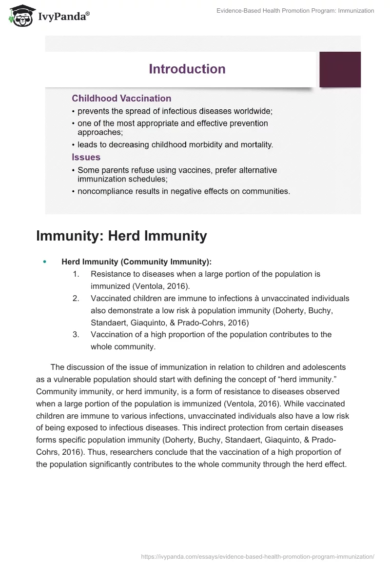 Evidence-Based Health Promotion Program: Immunization. Page 2