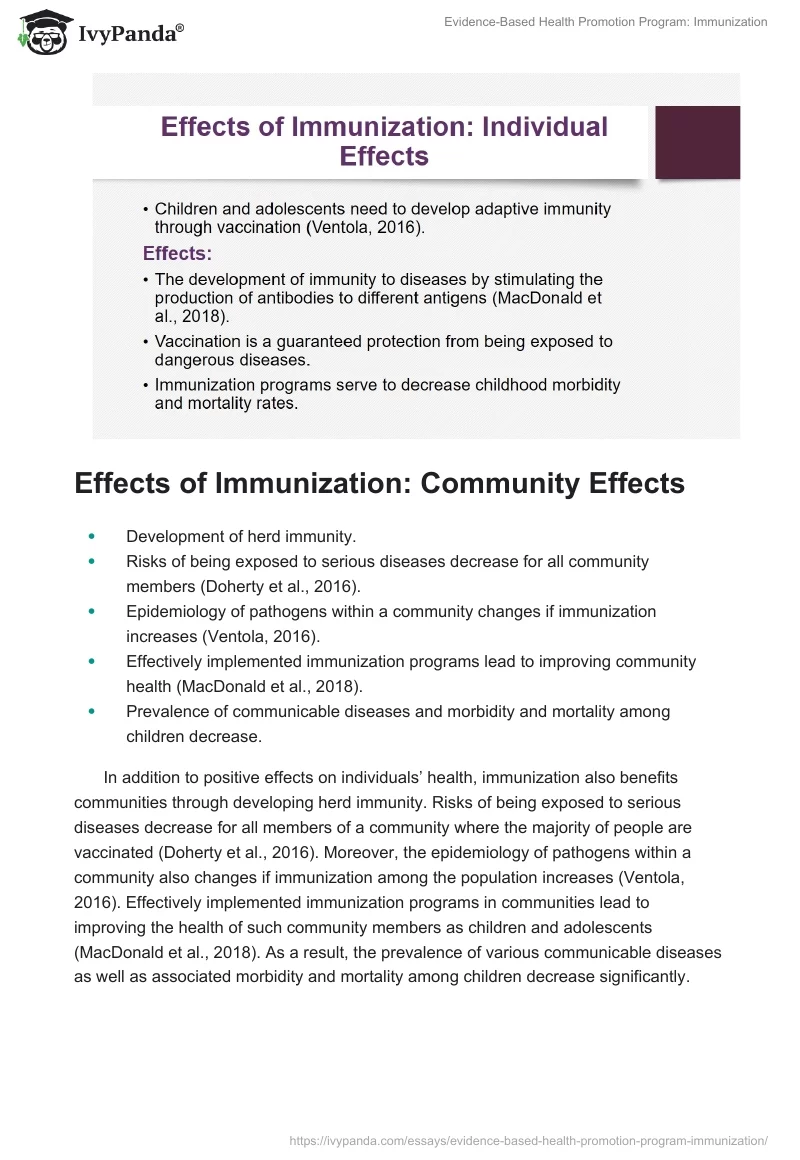 Evidence-Based Health Promotion Program: Immunization. Page 5