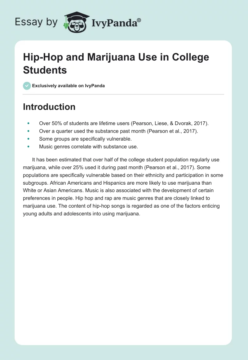 Hip-Hop and Marijuana Use in College Students. Page 1