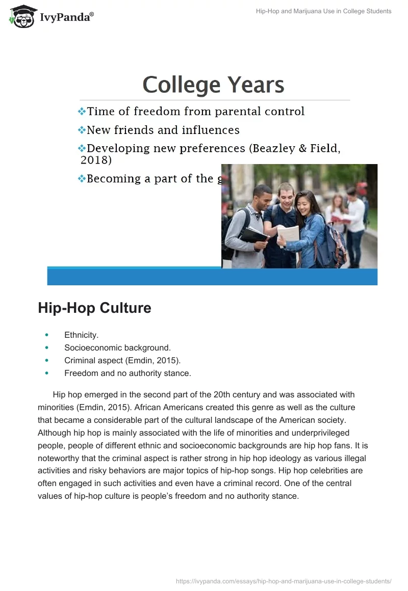 Hip-Hop and Marijuana Use in College Students. Page 3