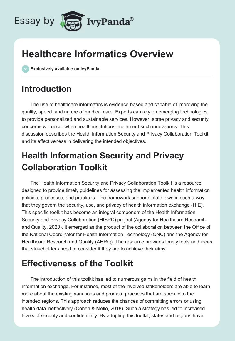Healthcare Informatics Overview. Page 1