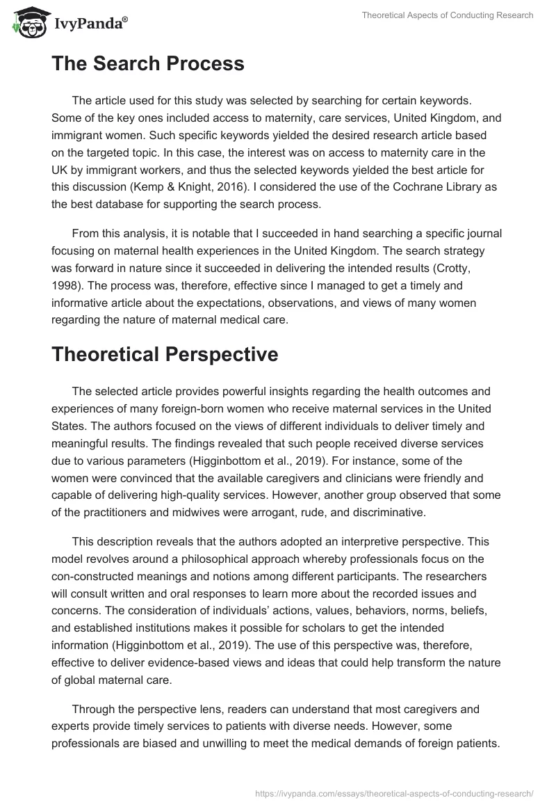 Theoretical Aspects of Conducting Research. Page 2