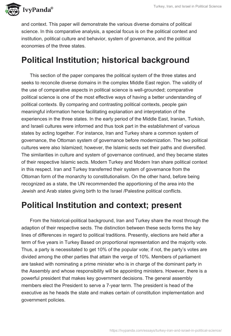 Turkey, Iran, and Israel in Political Science. Page 2