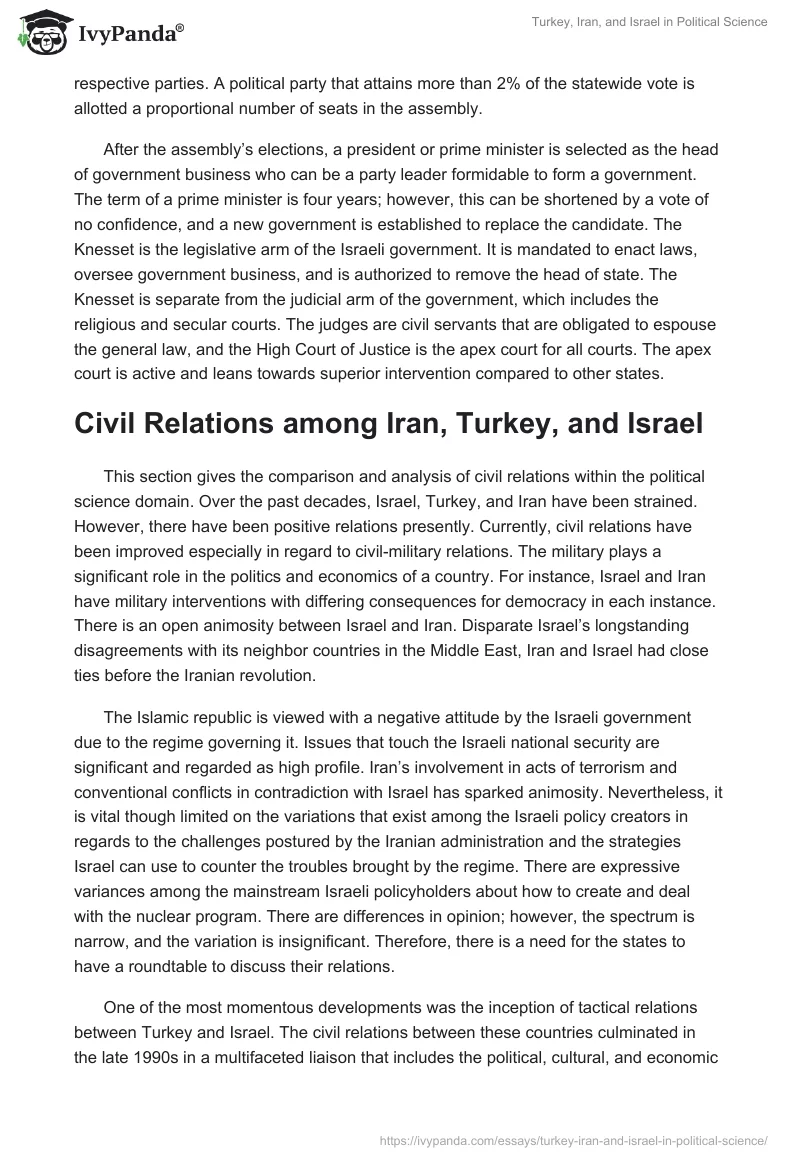Turkey, Iran, and Israel in Political Science. Page 4