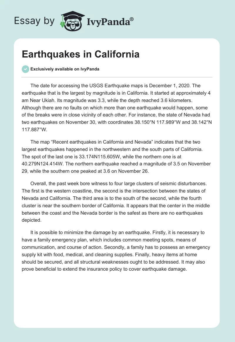 Earthquakes in California. Page 1