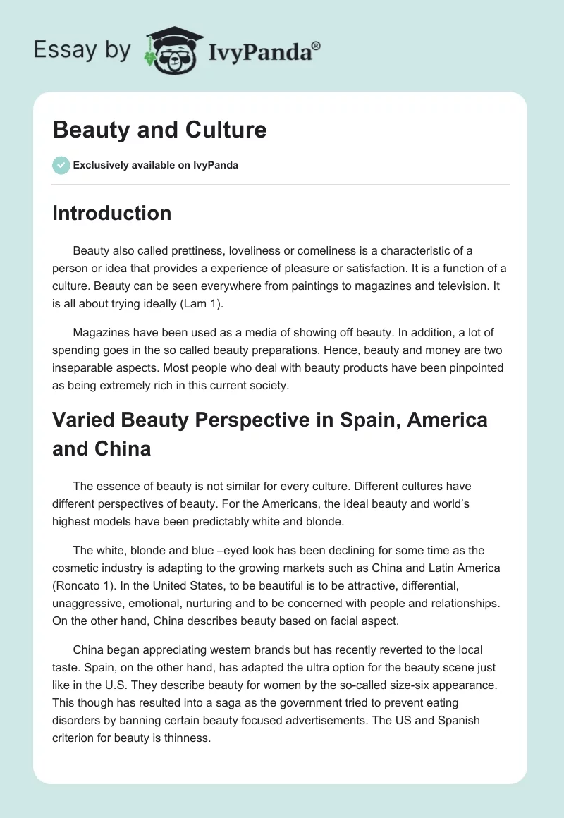 Beauty and Culture. Page 1
