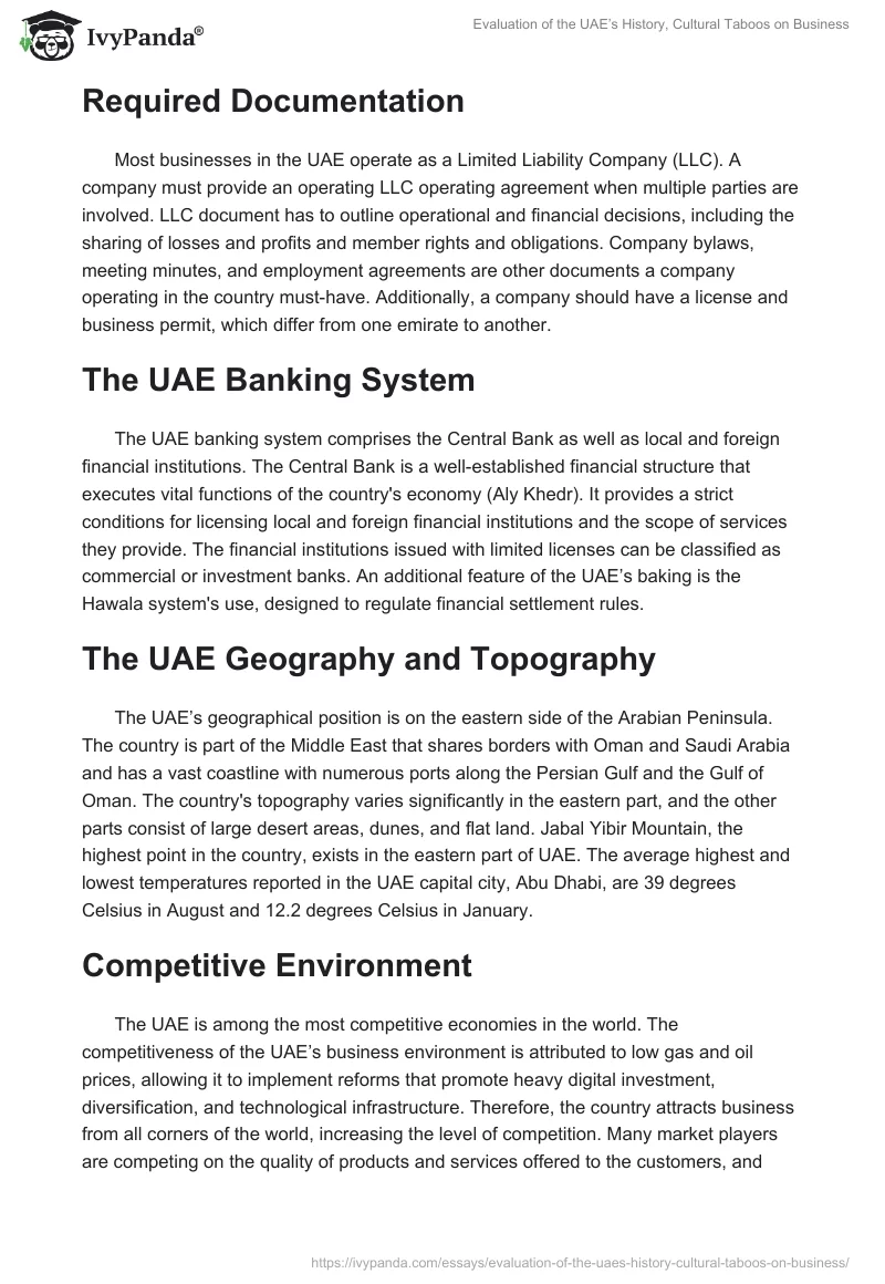 Evaluation of the UAE’s History, Cultural Taboos on Business. Page 5
