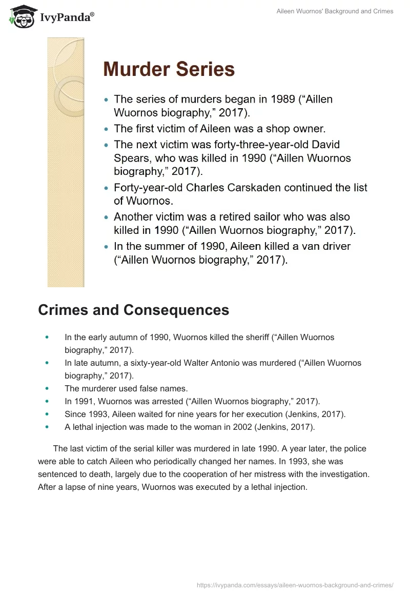 Aileen Wuornos' Background and Crimes. Page 5