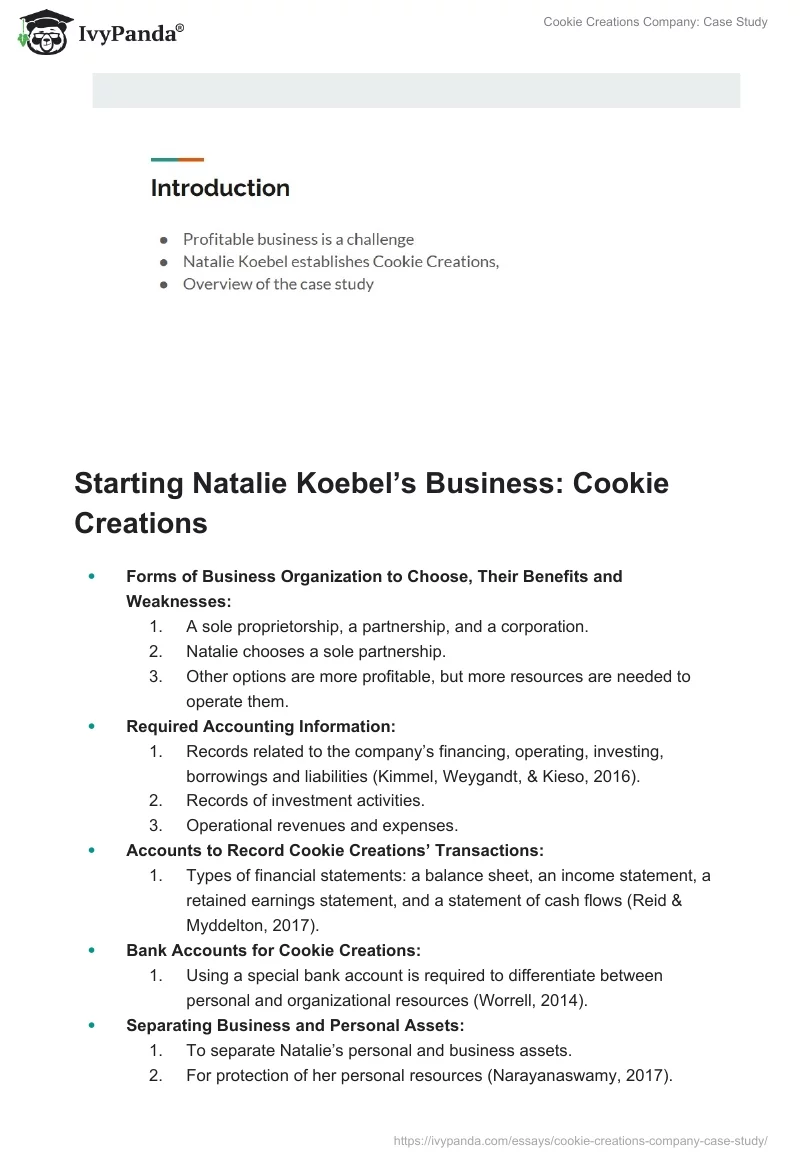 Cookie Creations Company: Case Study. Page 2
