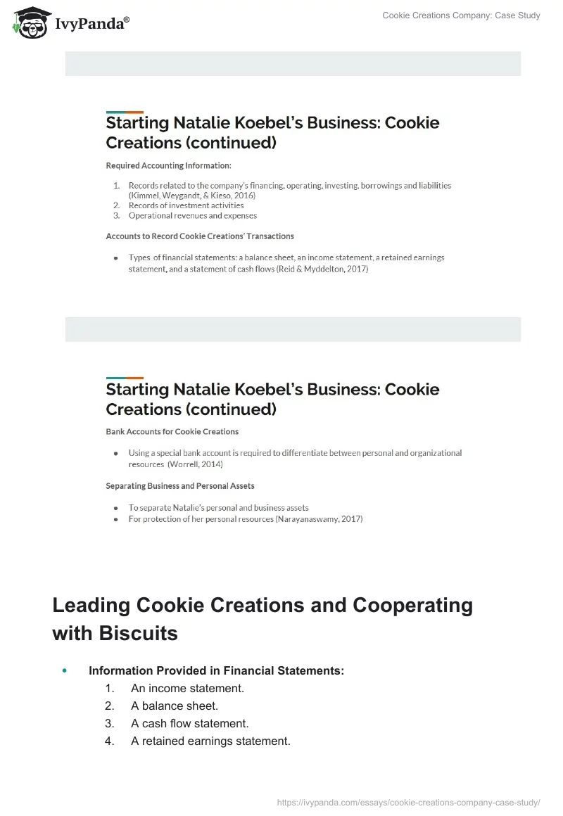 Cookie Creations Company: Case Study. Page 5