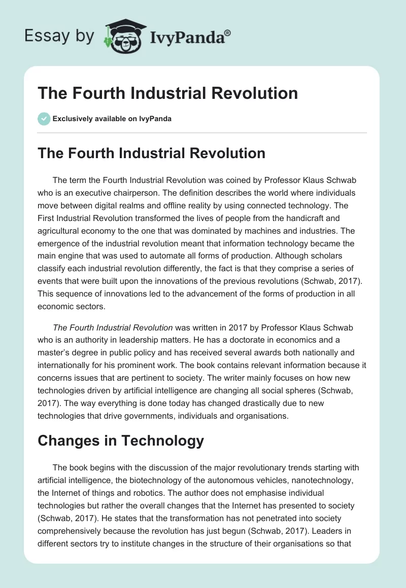 The Fourth Industrial Revolution. Page 1