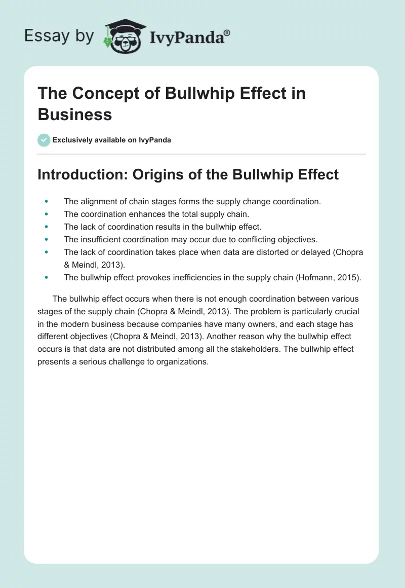 The Concept of Bullwhip Effect in Business. Page 1