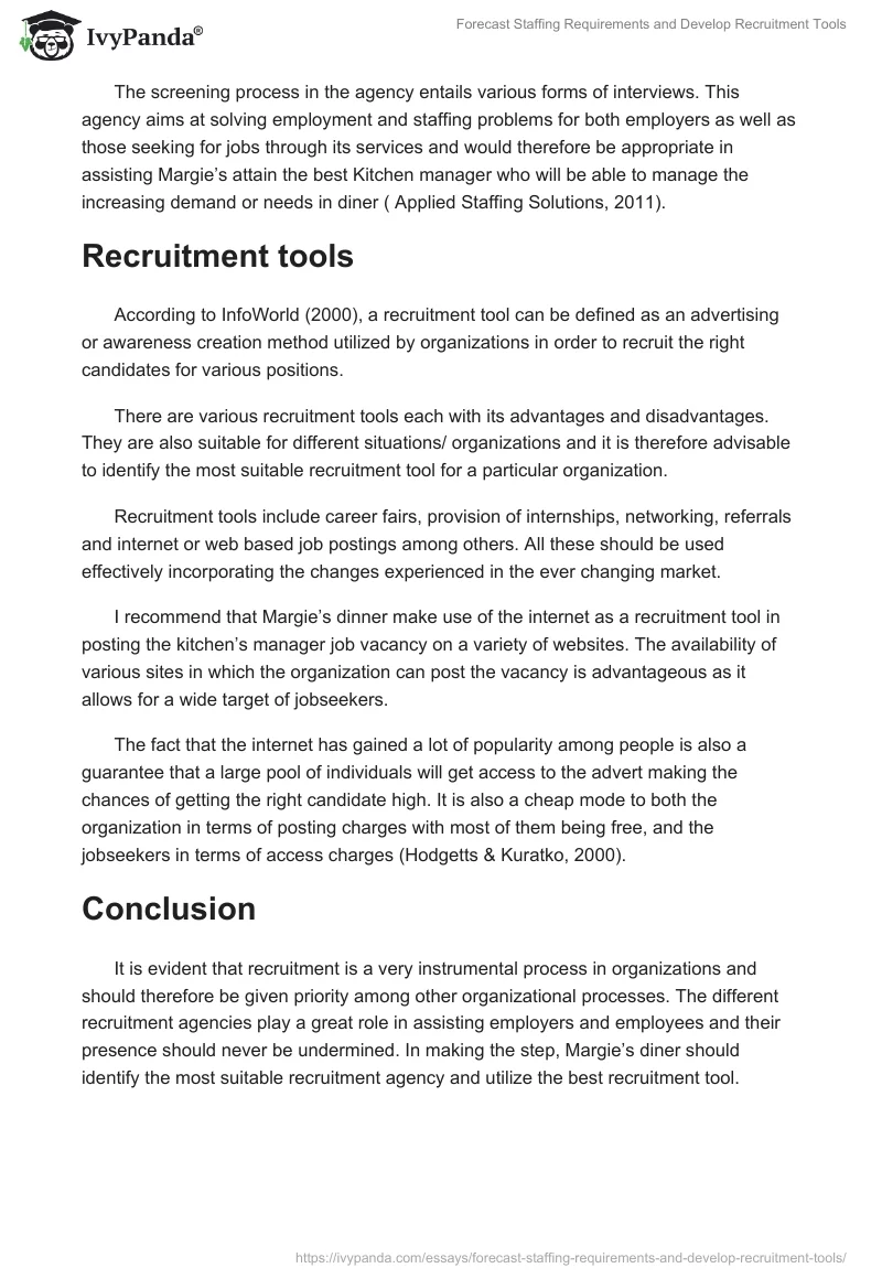 Forecast Staffing Requirements and Develop Recruitment Tools. Page 2