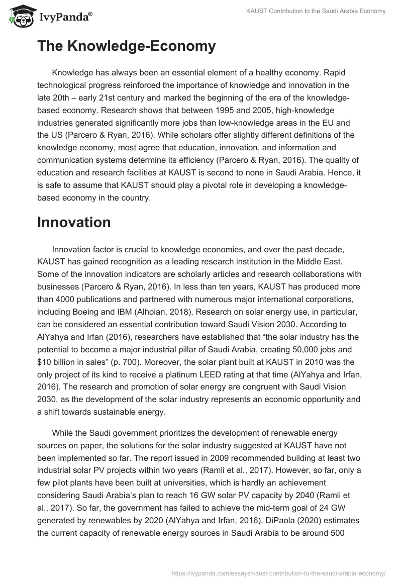 KAUST Contribution to the Saudi Arabia Economy. Page 2