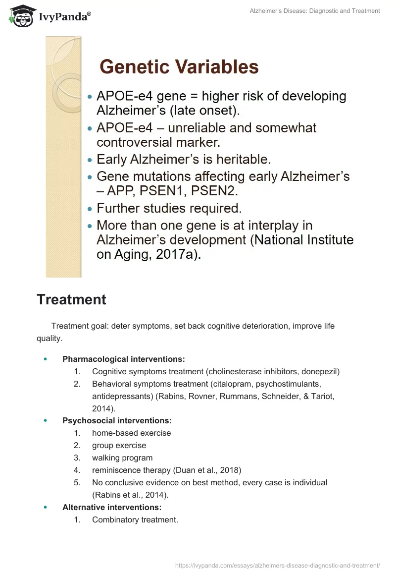 Alzheimer’s Disease: Diagnostic and Treatment. Page 5