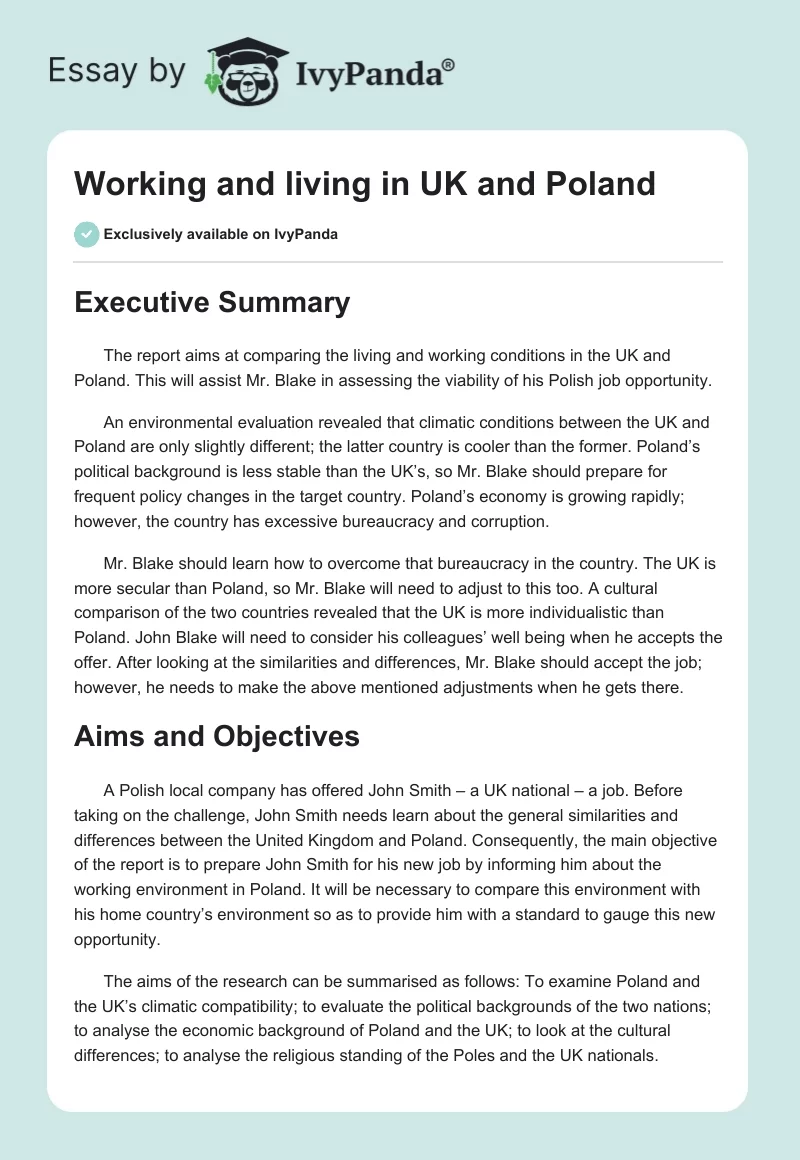 Working and living in UK and Poland. Page 1