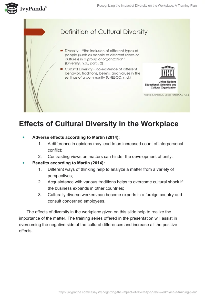Recognizing the Impact of Diversity on the Workplace: A Training Plan. Page 2
