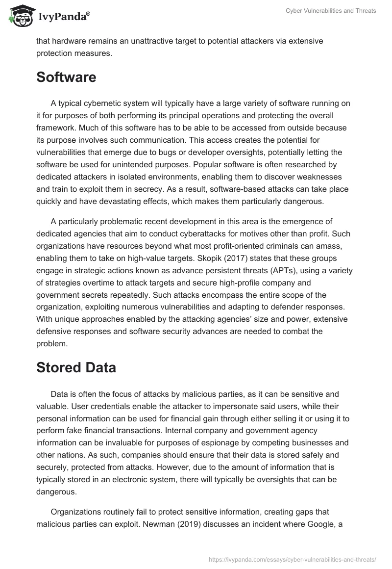 Cyber Vulnerabilities and Threats. Page 2