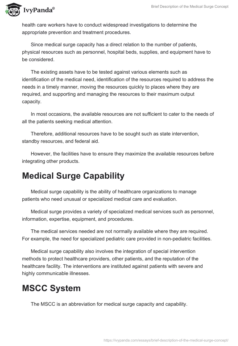 Brief Description of the Medical Surge Concept. Page 2