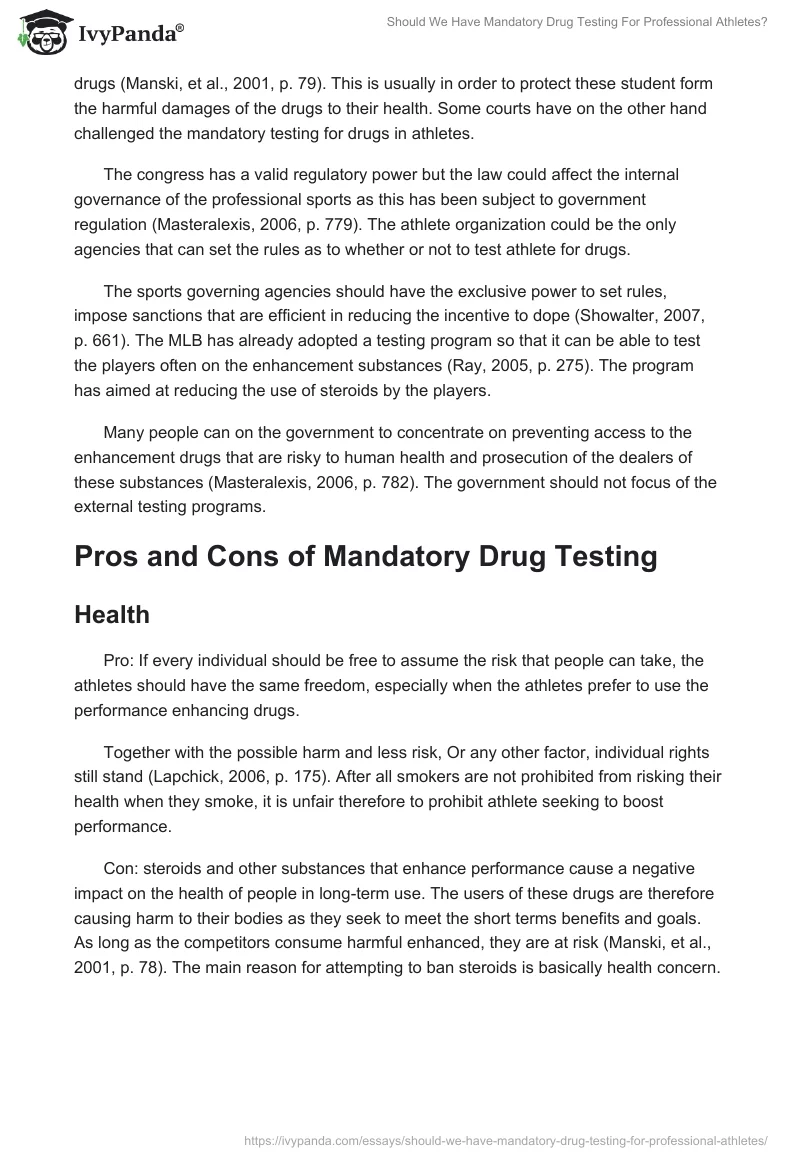 Should We Have Mandatory Drug Testing For Professional Athletes?. Page 4