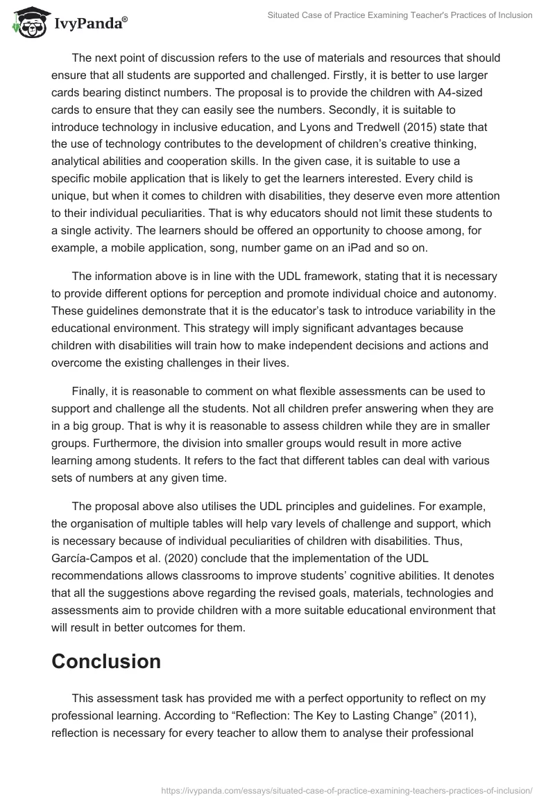 Situated Case of Practice Examining Teacher's Practices of Inclusion. Page 4